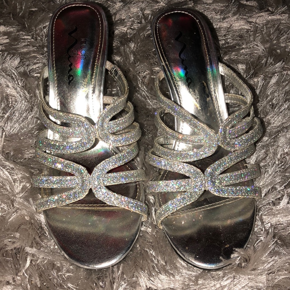 Silver glittery heels